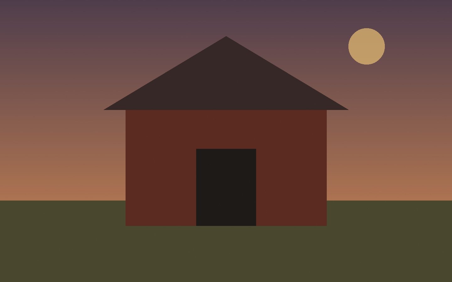 A quiet barn standing in a field at dusk