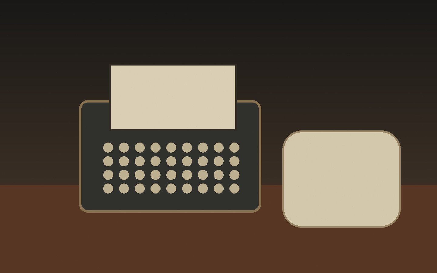 An old typewriter beside a pale pillow on a wooden table